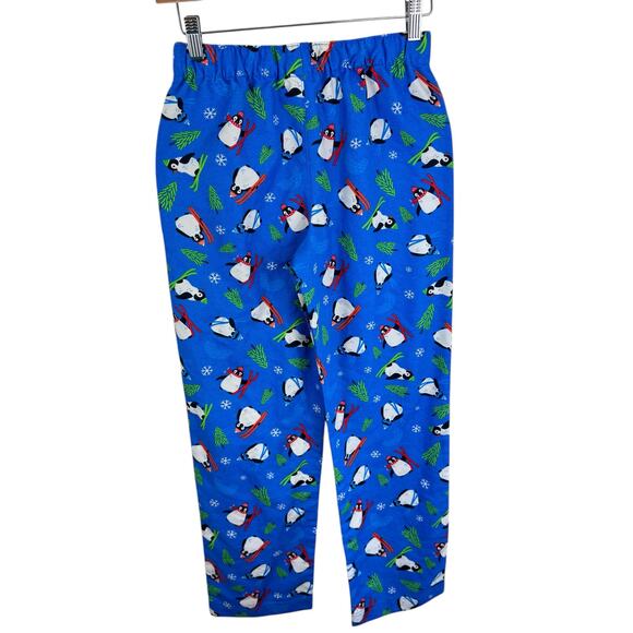 Lands' End NWOT Winter Penguin Print Elastic Waist Flannel Pajama Pants Kid's 12 - Picture 2 of 4